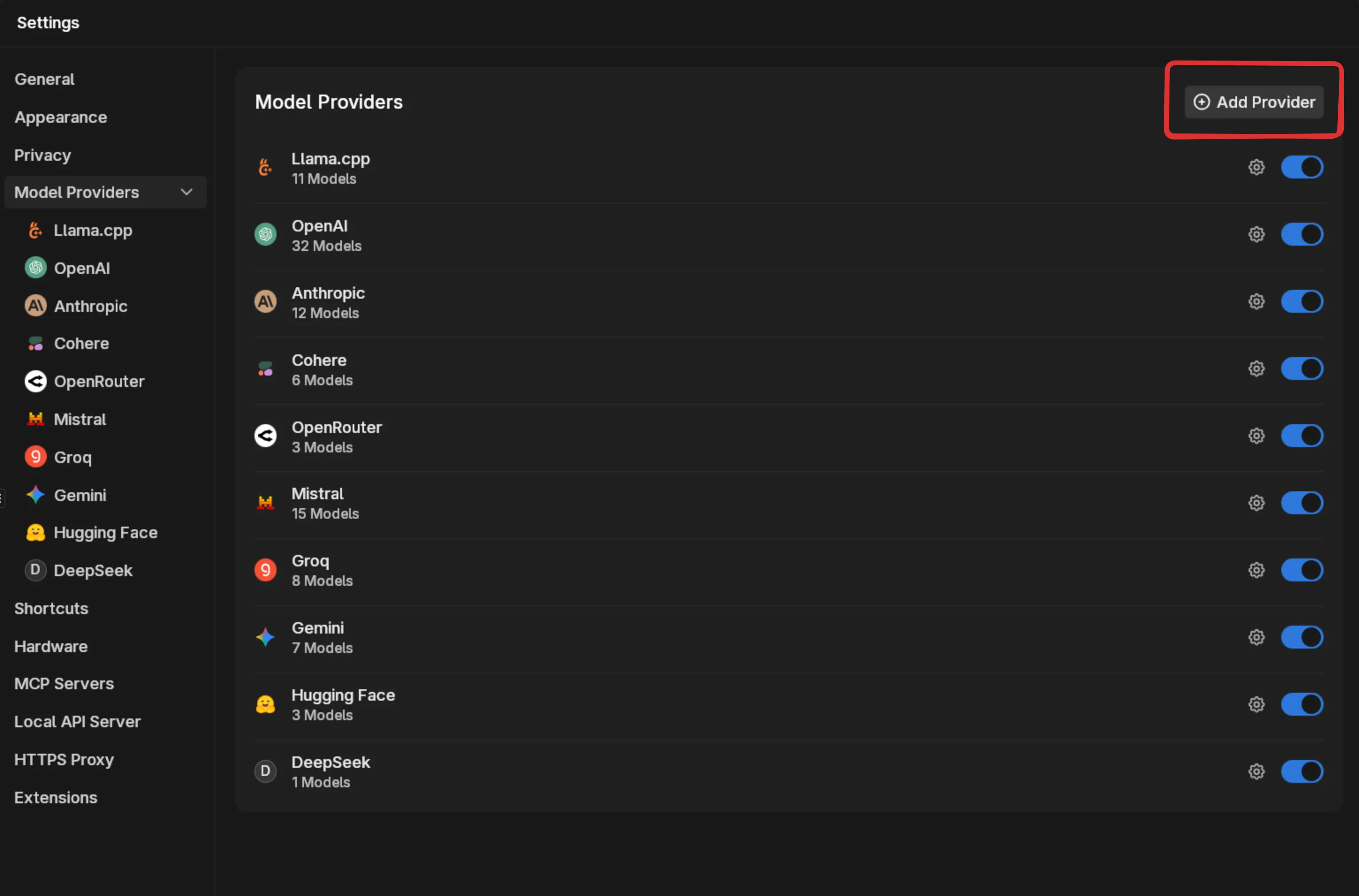 Add custom provider button
